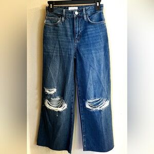 NWT Frame Distressed High Rise Wide Leg Crop Jeans 23